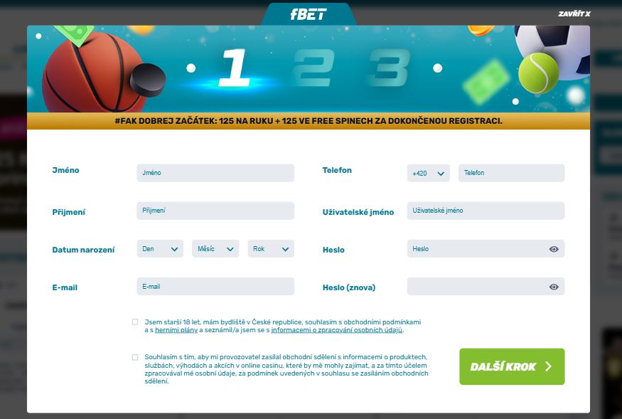 Vyplnte registracni formular a zacnete hrat na platforme fBET